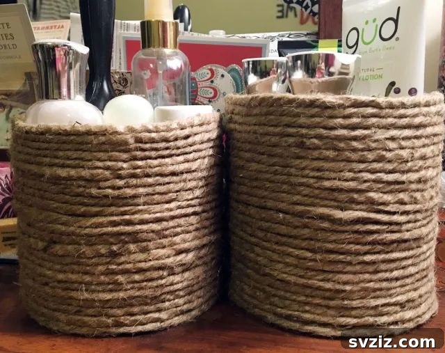 Chic Rope Vanity Organizer from an oatmeal canister