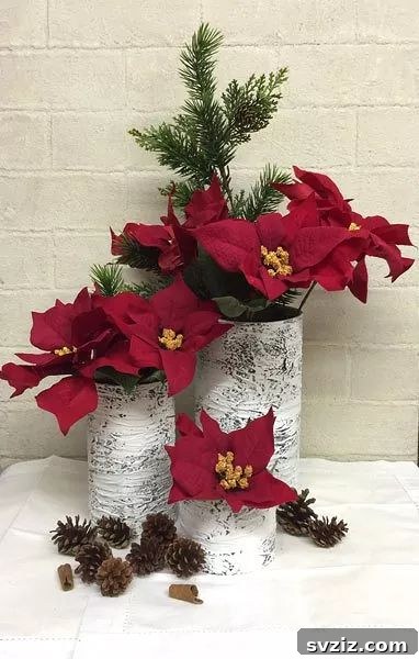 Elegant Christmas Centerpieces made from oatmeal canisters