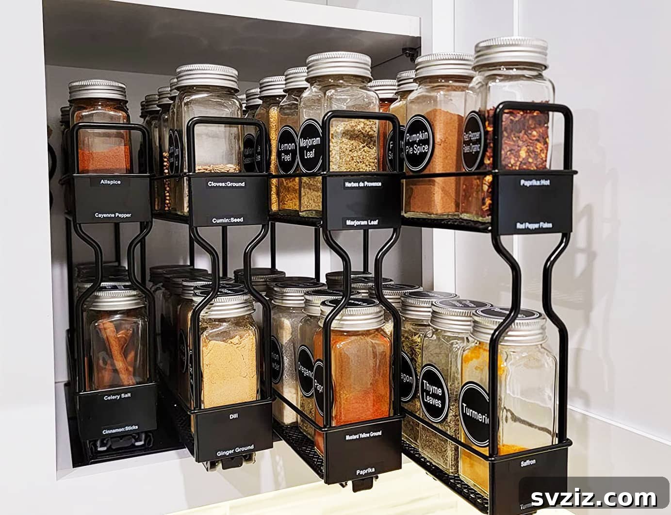 21 Clever Ways to Conquer Spice Clutter Forever 12 SpaceAid Pull Out Spice Rack