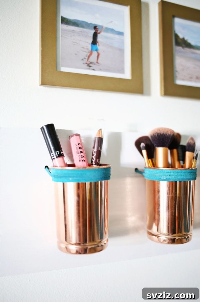 21 Brilliant Dollar Store Makeup Organization Hacks 17 Tin Cups DIY Organizer