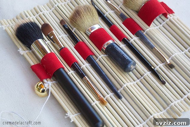 21 Brilliant Dollar Store Makeup Organization Hacks 22 Sushi Mat DIY Makeup Brush Holder