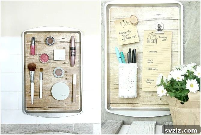 21 Brilliant Dollar Store Makeup Organization Hacks 9 Magnetic Organizer from a Cookie Sheet
