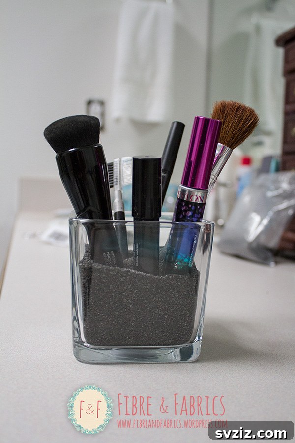 21 Brilliant Dollar Store Makeup Organization Hacks 10 Glass Candle Holder