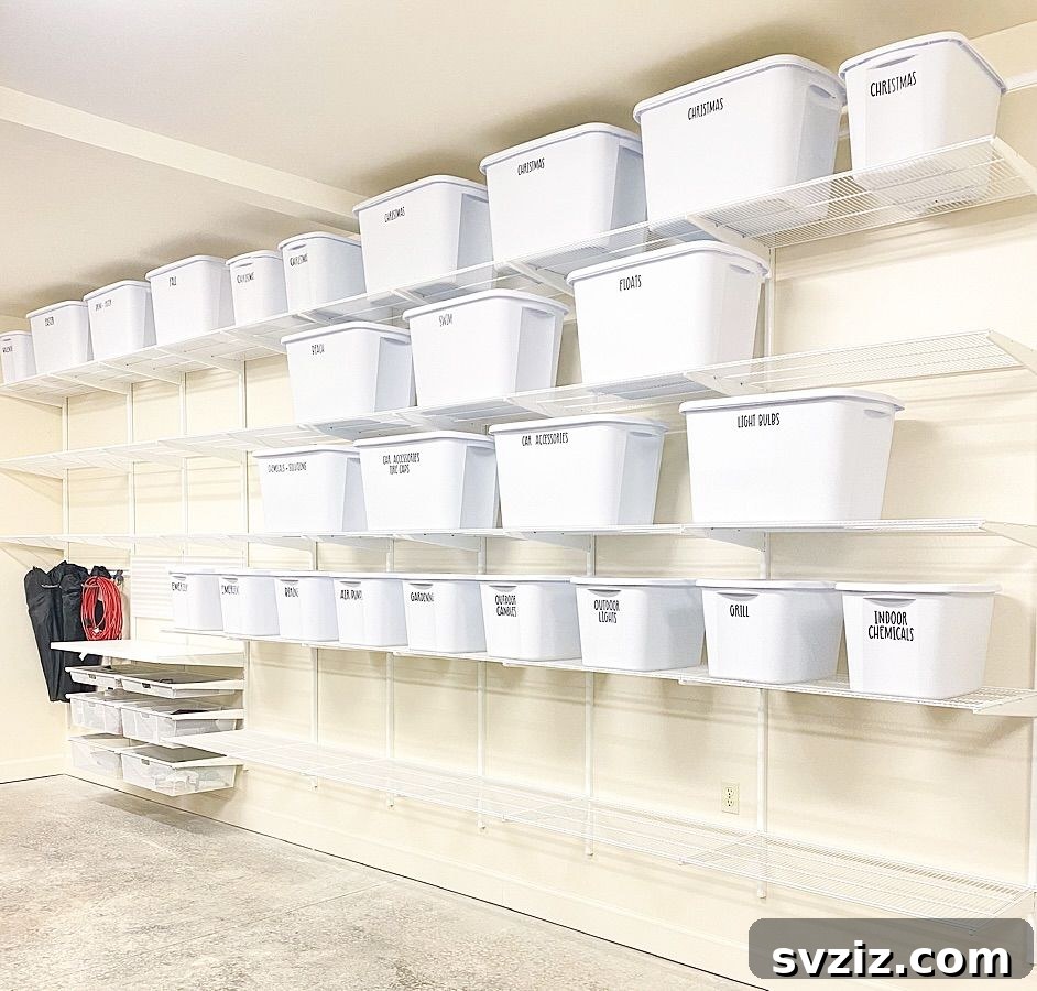 21 Genius Organizing Hacks for Master Organizers 4 Large, durable garage storage tubs are essential for organizing seasonal items, sporting equipment, and tools, freeing up valuable floor space.