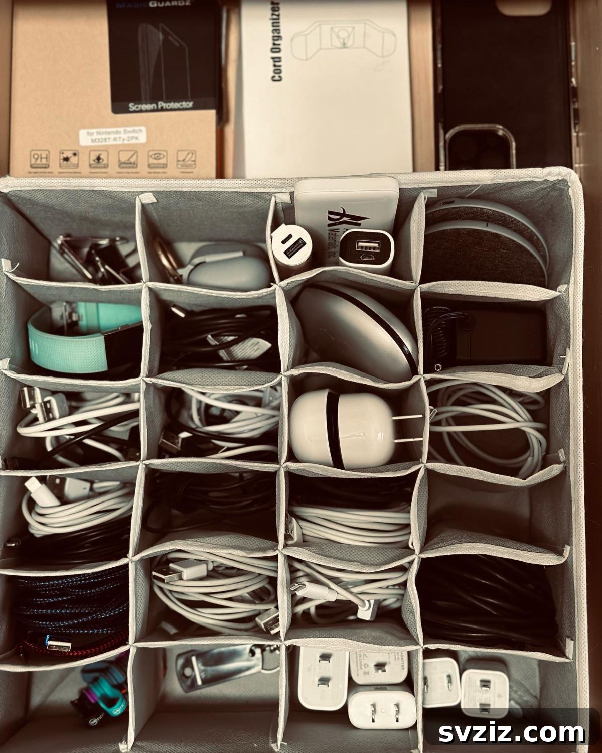 31 Game-Changing Organizing Hacks for Every Area of Your Home 13 Fabric Cord Organizer for electronics