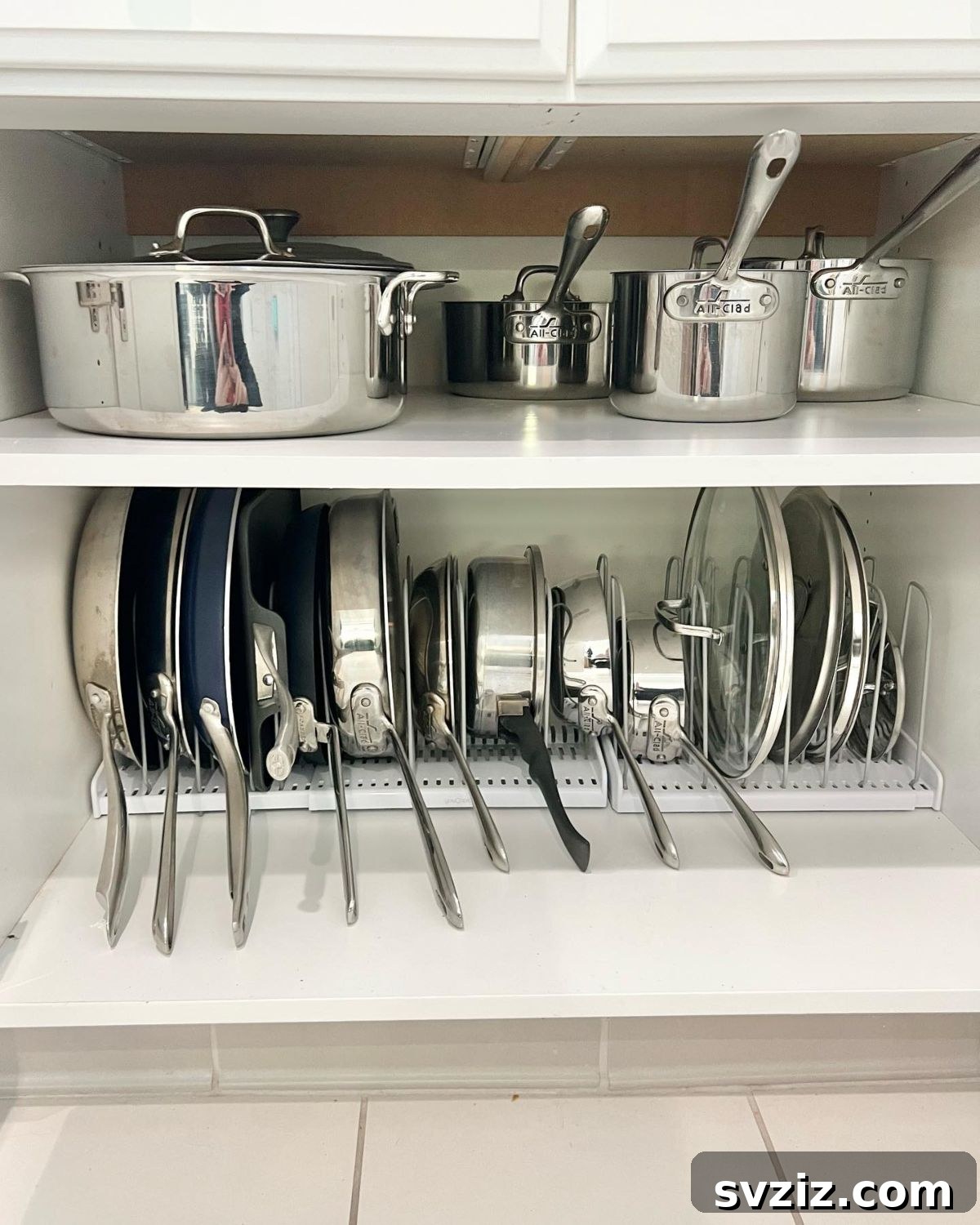 31 Game-Changing Organizing Hacks for Every Area of Your Home 23 Cookware Rack for kitchen cabinet organization