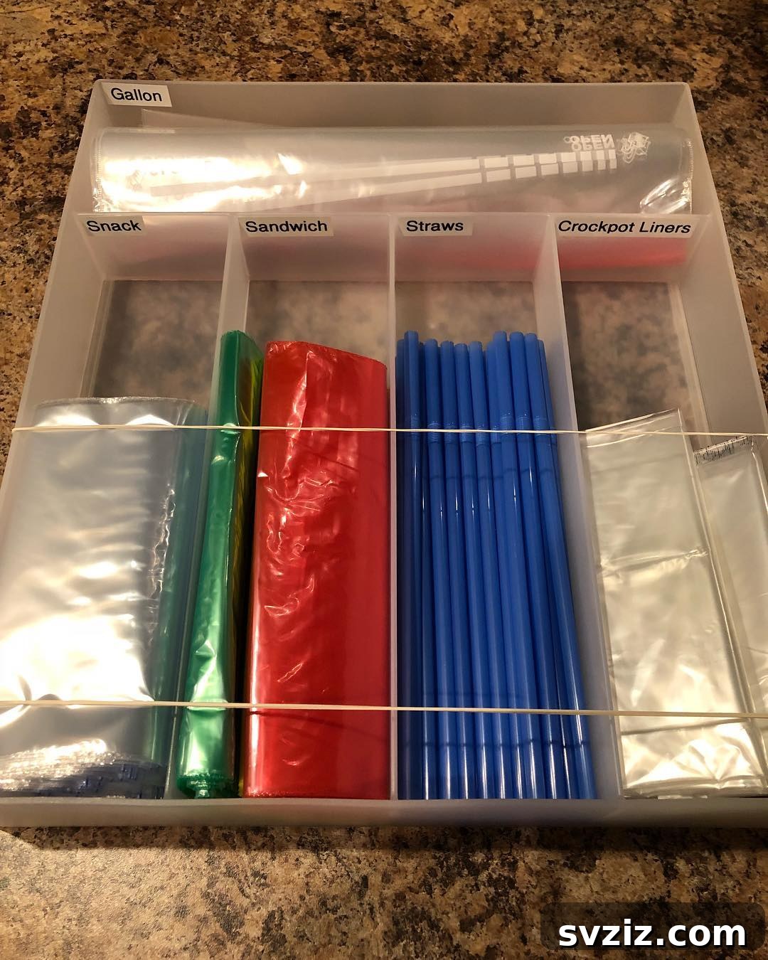 Beyond Cutlery: Smart Organization with Silverware Trays 13 Silverware Tray Organizing Kitchen Items like Straws and Ziplock Bags