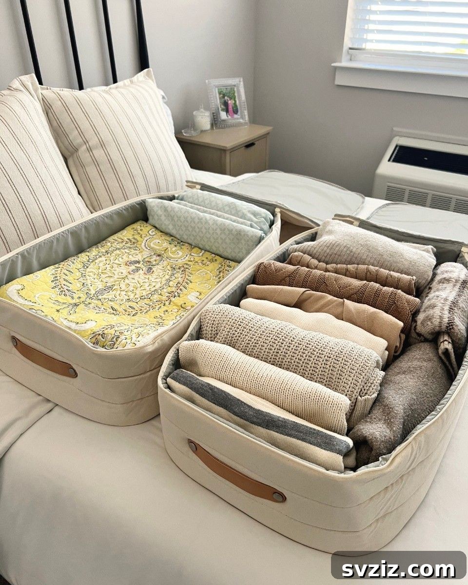 Make Your Small Bedroom Feel Huge: 21 Organizing Hacks 4 Pack away Seasonal Clothes