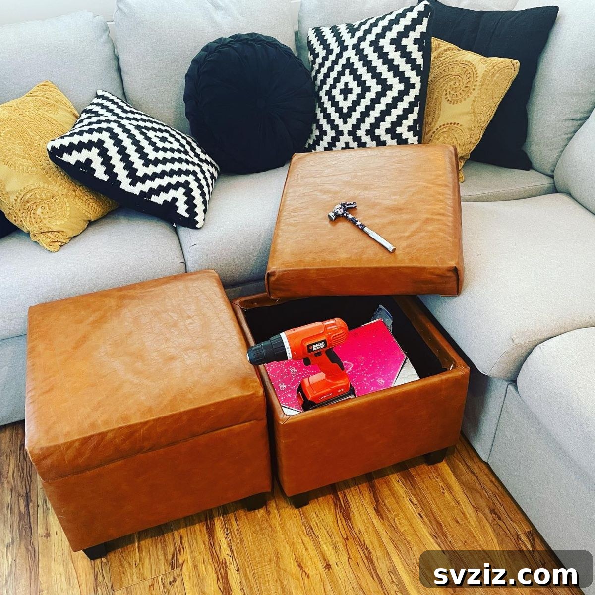 Ottoman Footstool with Hidden Storage Compartment