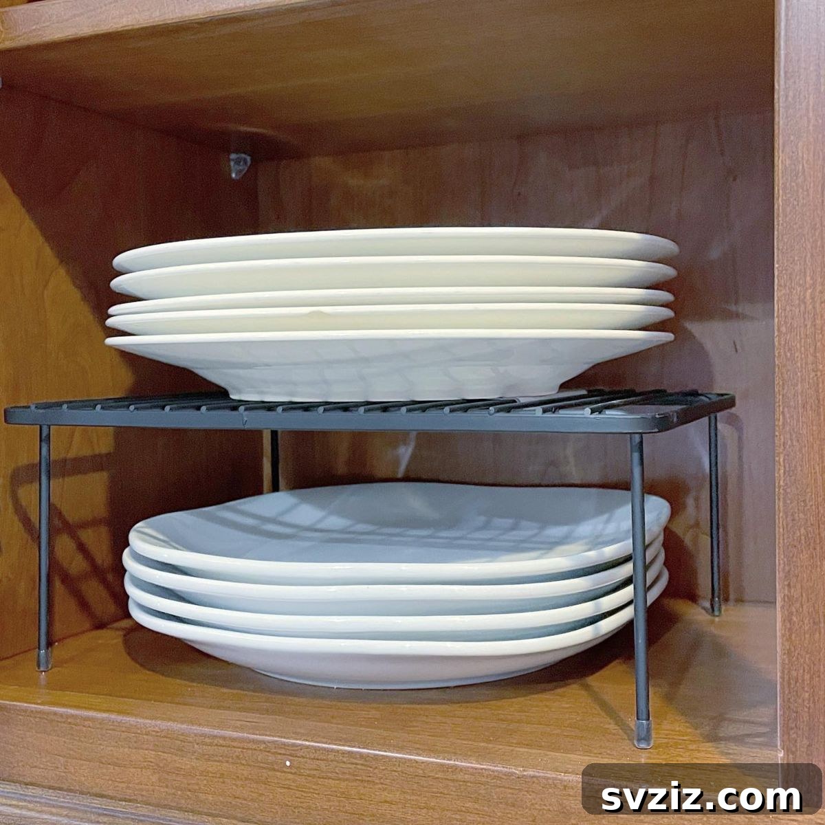 Kitchen Cabinet Organization with Shelf Risers