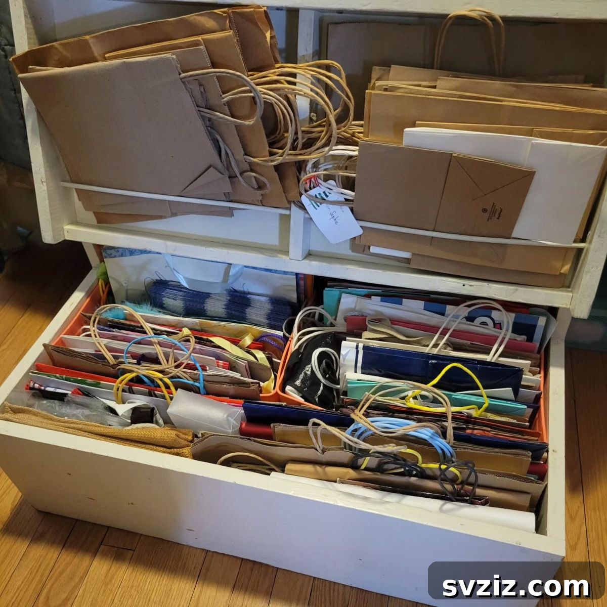Creative Storage for Gift Bags using a Toy Box
