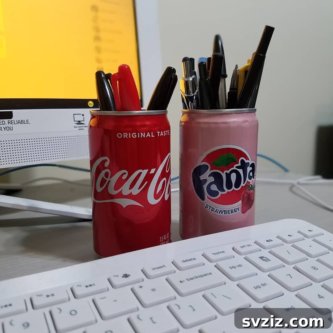 Recycled Can Organizers for Pens and Desk Supplies