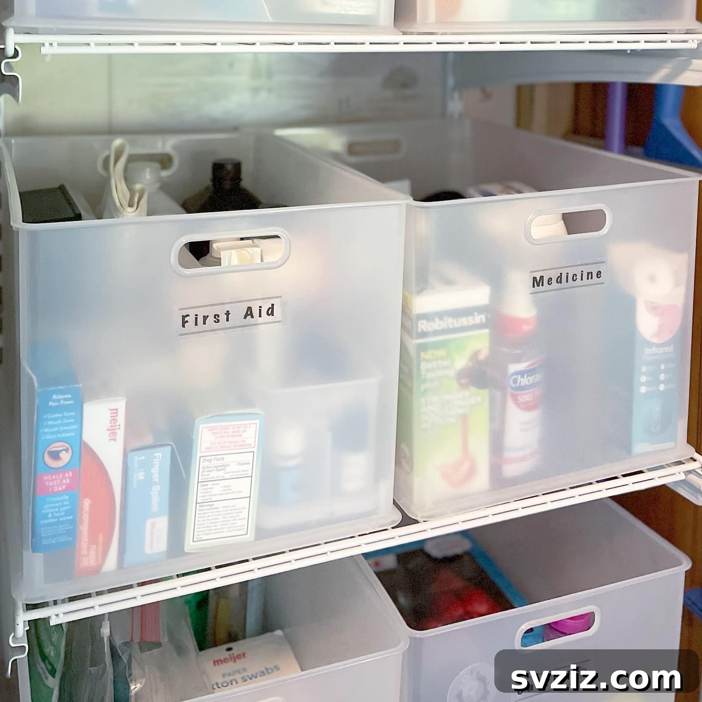 Clear Categorized Storage Bins with Labels