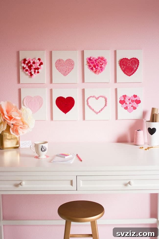 Charming Valentine's Day Decor Ideas 18 DIY Canvas Heart Art for Valentine's