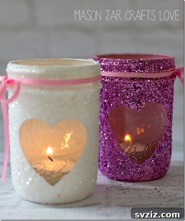 Charming Valentine's Day Decor Ideas 21 DIY Glittering Mason Jar Votives