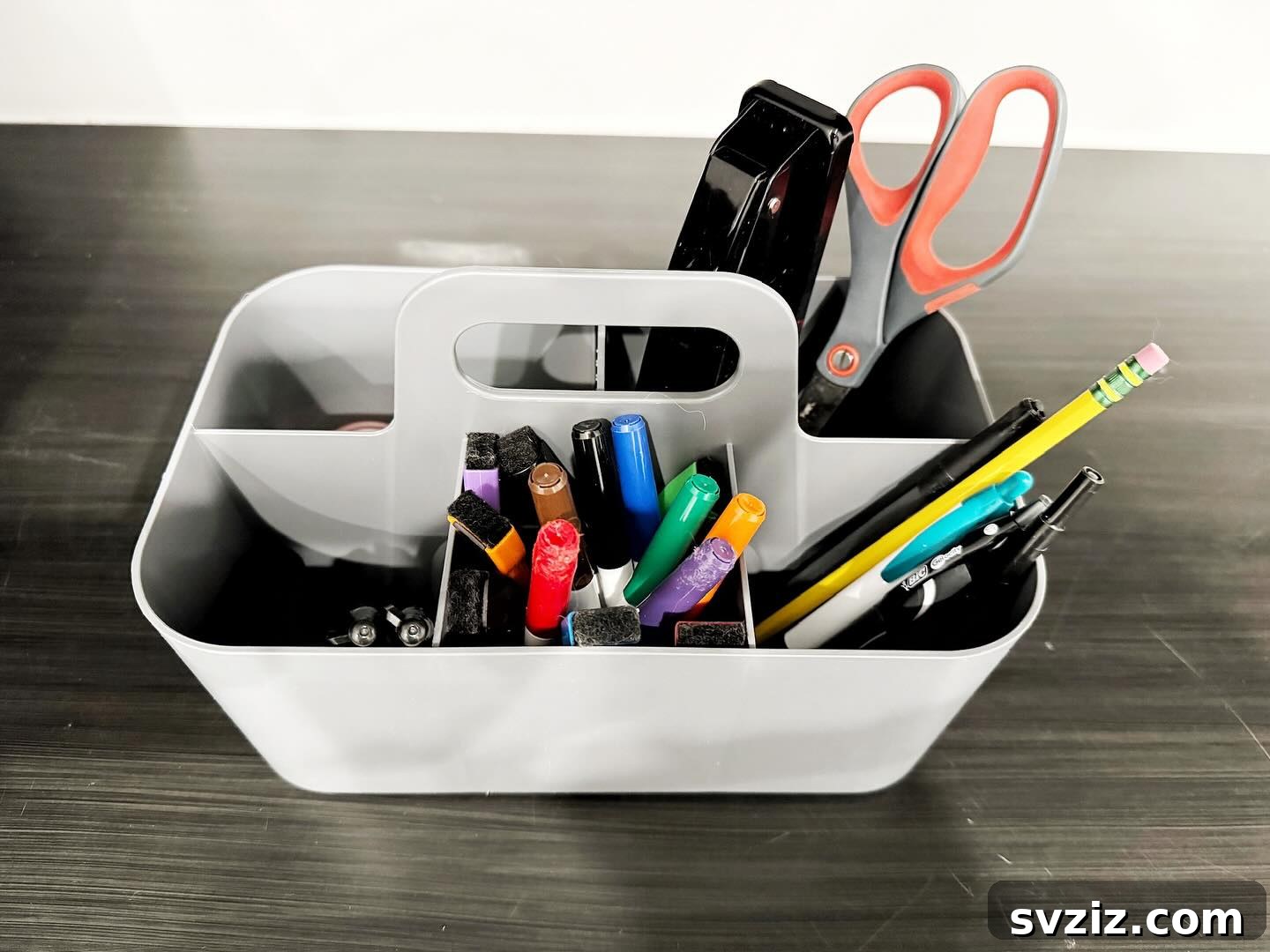 Portable mini office supply caddy for flexible workspaces