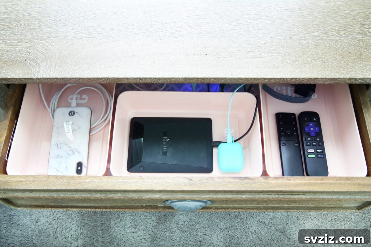 Hidden Charging Station within a Nightstand Drawer