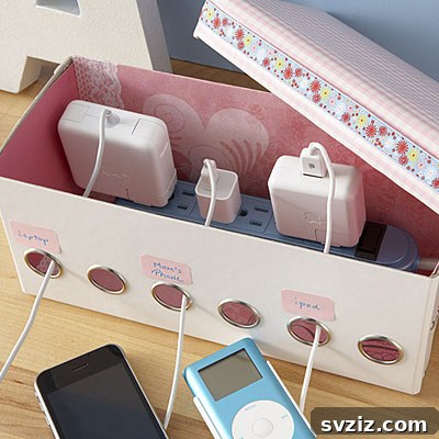 DIY Upcycled Shoe Box Charging Station