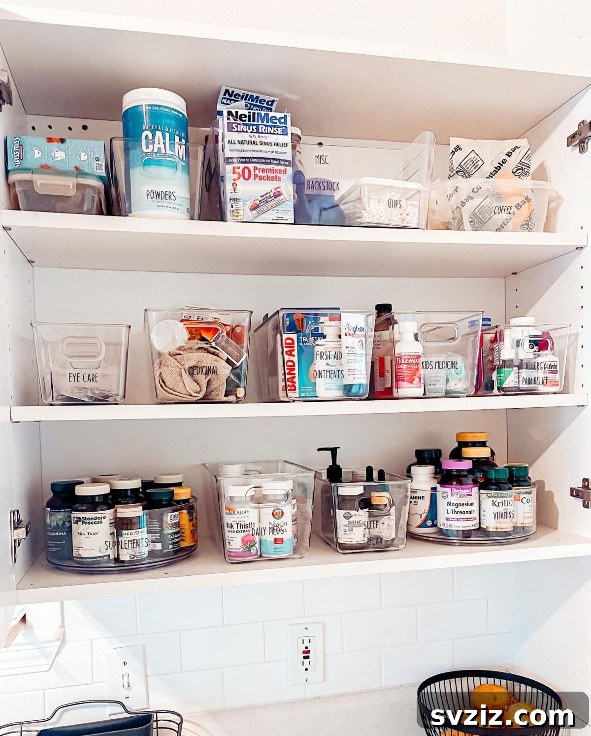 Medicine Cabinet Organization with Small Bins
