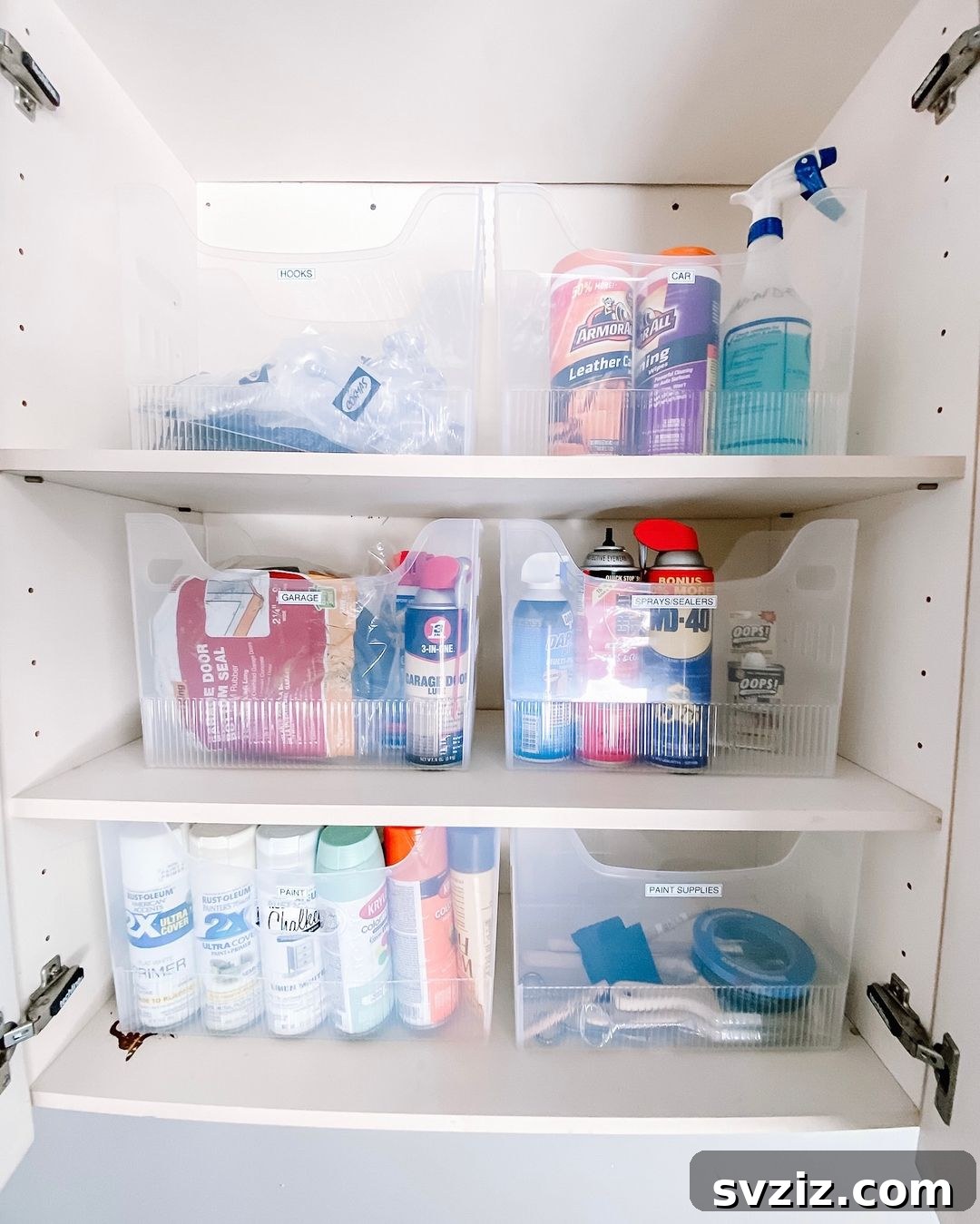 Cleaning Product Organization with Bins