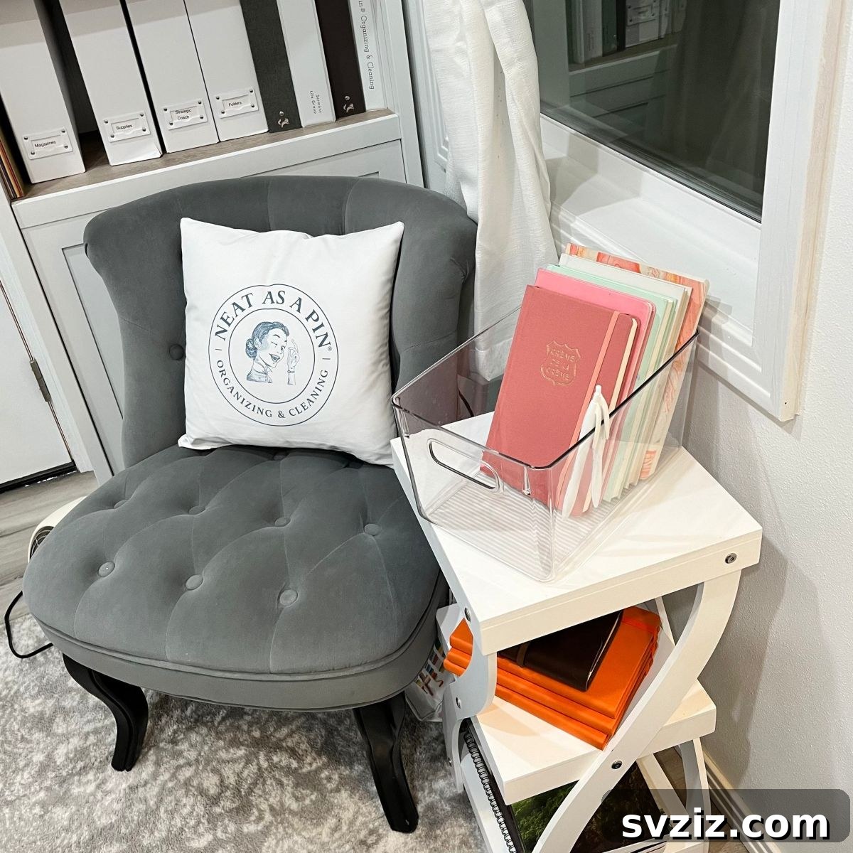 Notebook Storage with Clear Bins