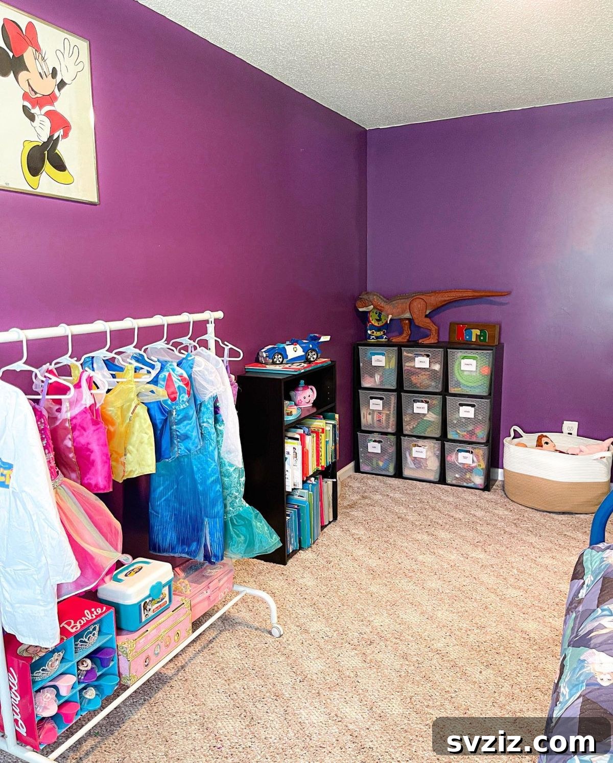 Playroom Organization Using Bins for Toys