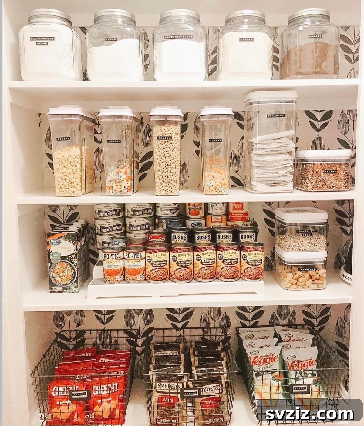 Pantry Organization with Snack Bins
