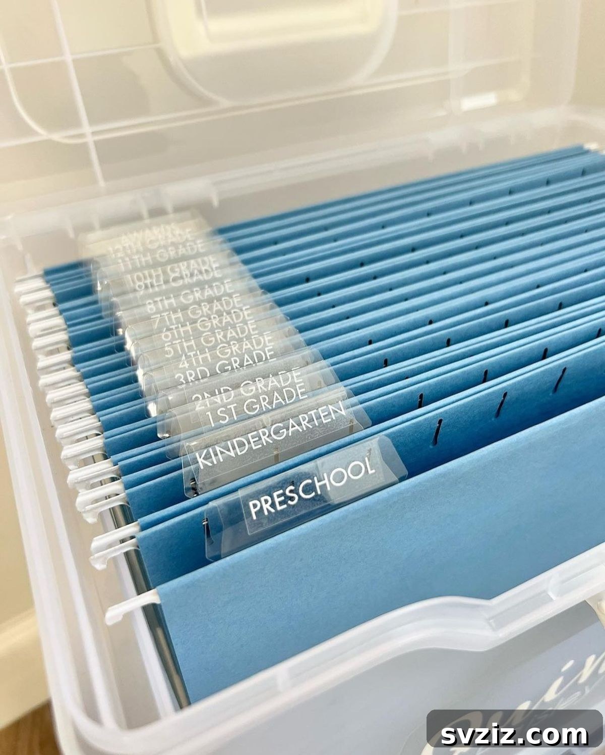 School Paper Organization System with Bins