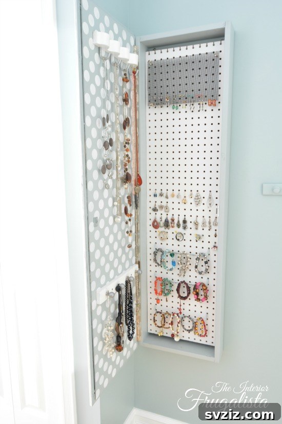 Mirrored Wall Mount Jewelry Cabinet for comprehensive storage