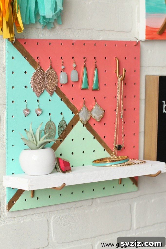 Pegboard Jewelry Organizer for customizable storage