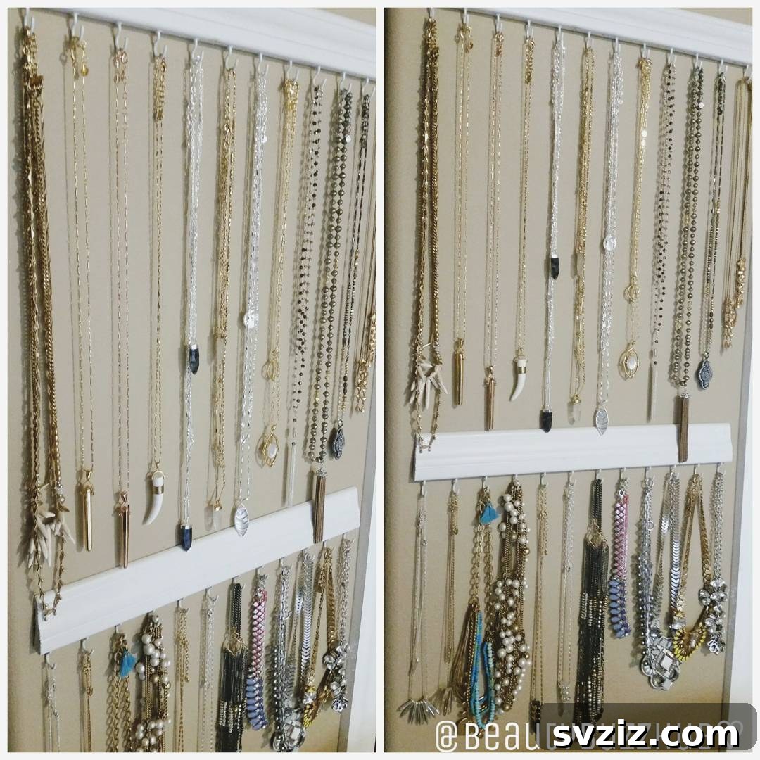 DIY Hanging Necklace Holder for tangle-free storage