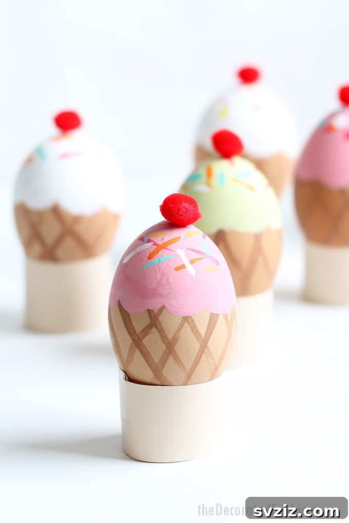 25 Inspiring DIY Easter Egg Decorating Ideas 23 ice cream cone decorations