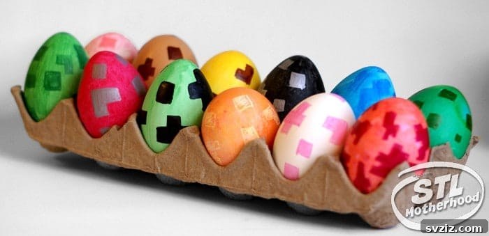 25 Inspiring DIY Easter Egg Decorating Ideas 5 Minecraft-inspired Eggs
