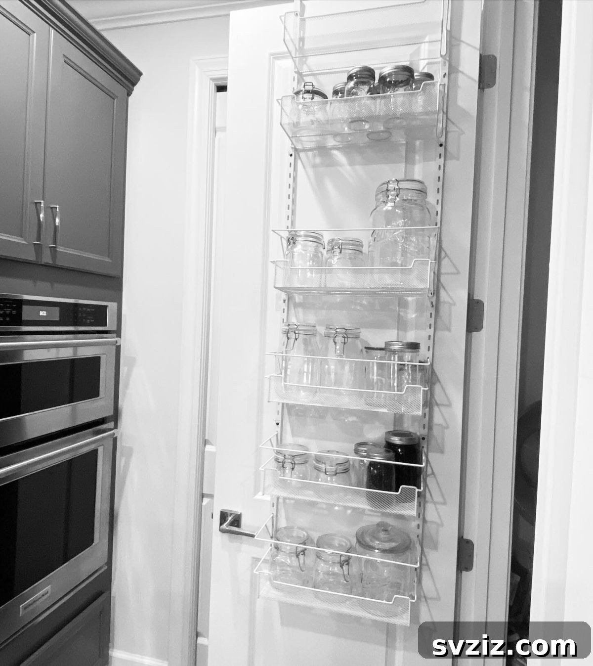 An over-the-door pantry organizer, effectively utilizing vertical space for small items.