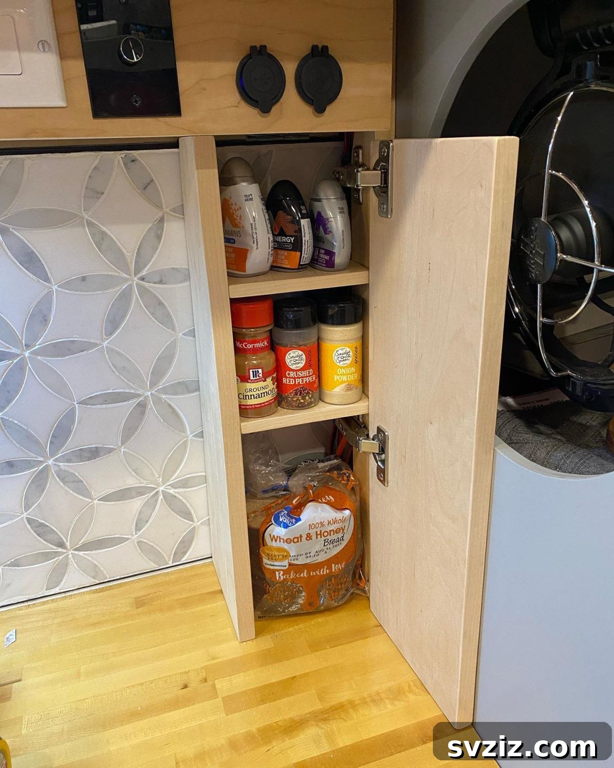 Compact mini corner cabinet, an ideal solution for small kitchen storage and decluttering countertops.