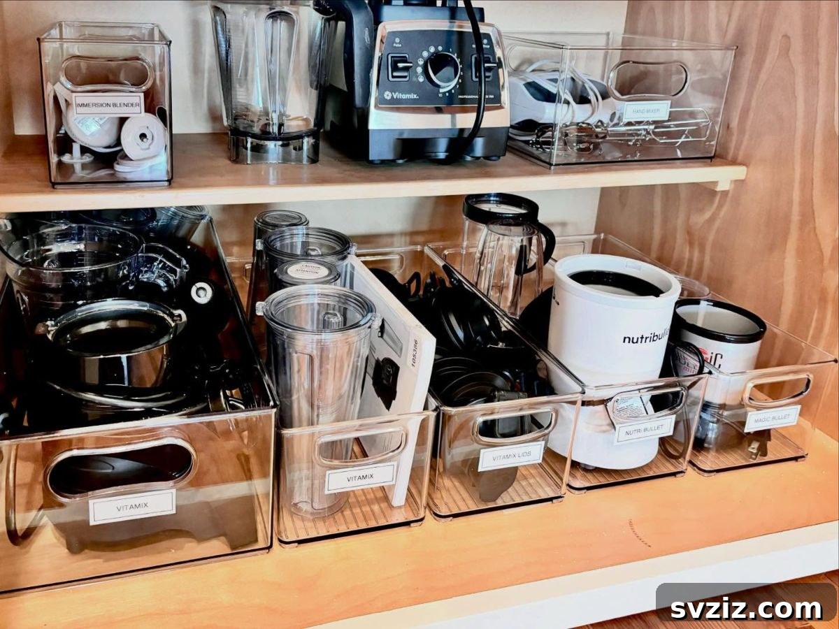31 Genius Kitchen Storage Ideas That Actually Work 20 Keep Appliances in Deep Cabinets