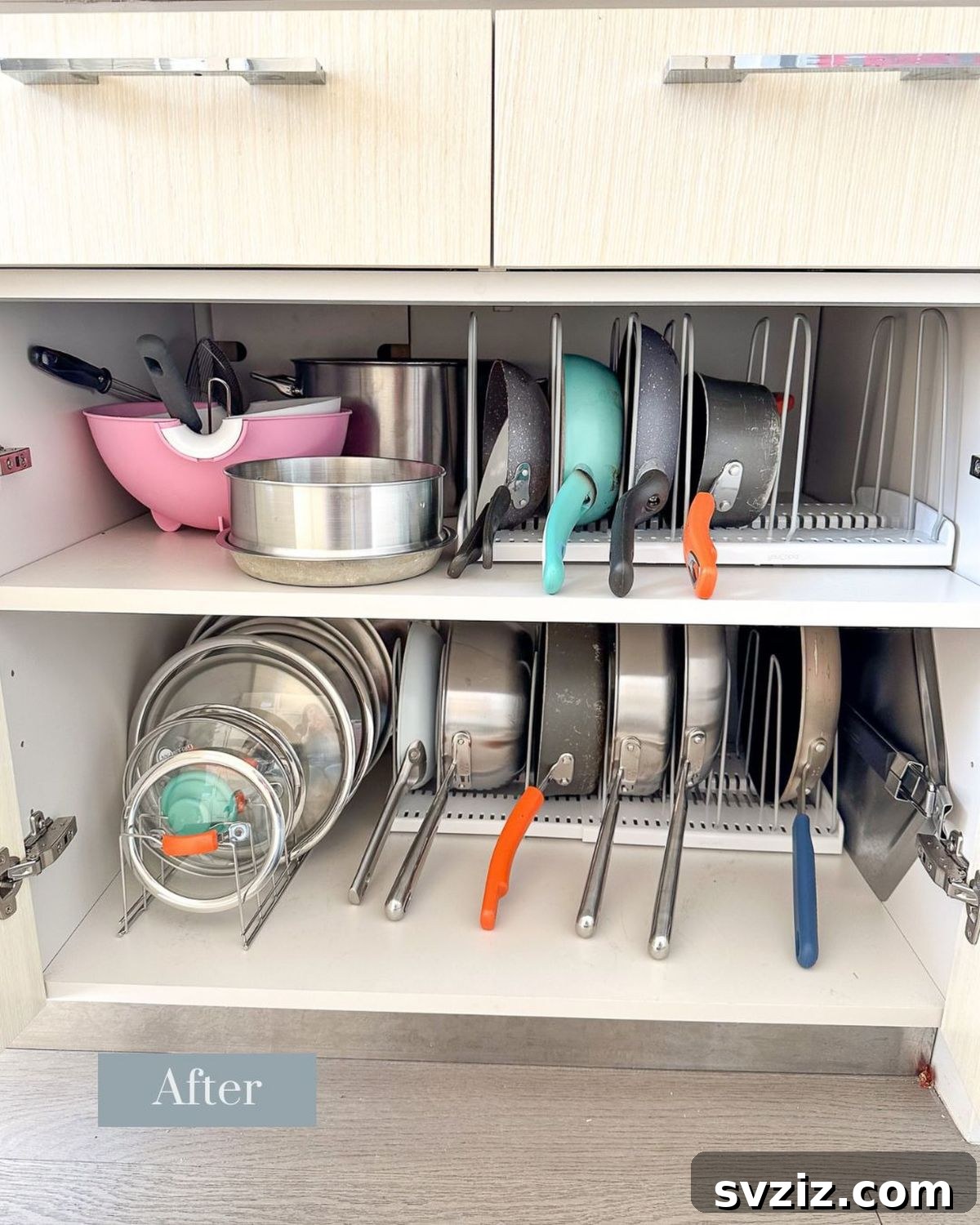 31 Genius Kitchen Storage Ideas That Actually Work 8 Pots and Pans Rack