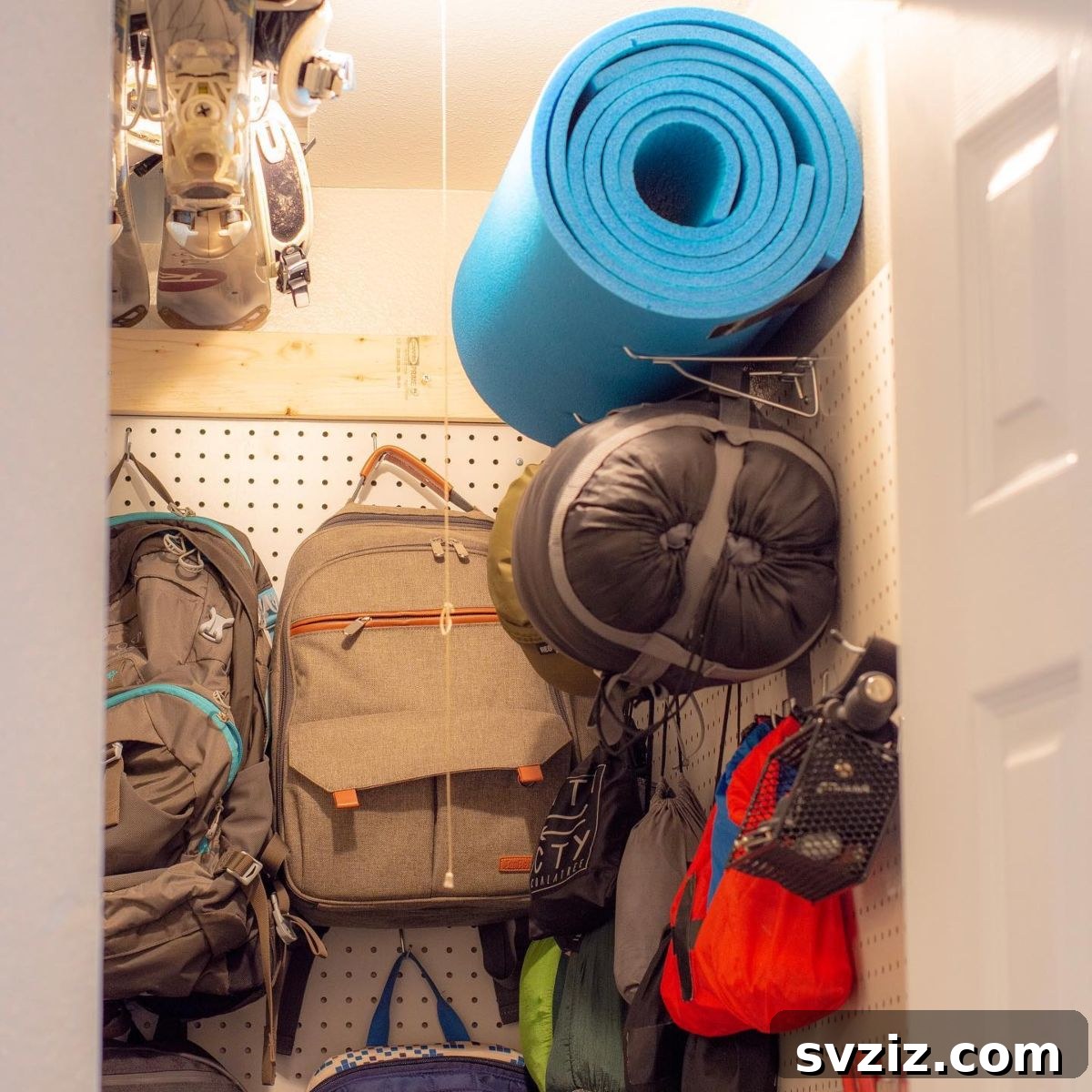 21 Clever Pegboard Organization Ideas 18 Camping Equipment Storage using a pegboard for outdoor gear