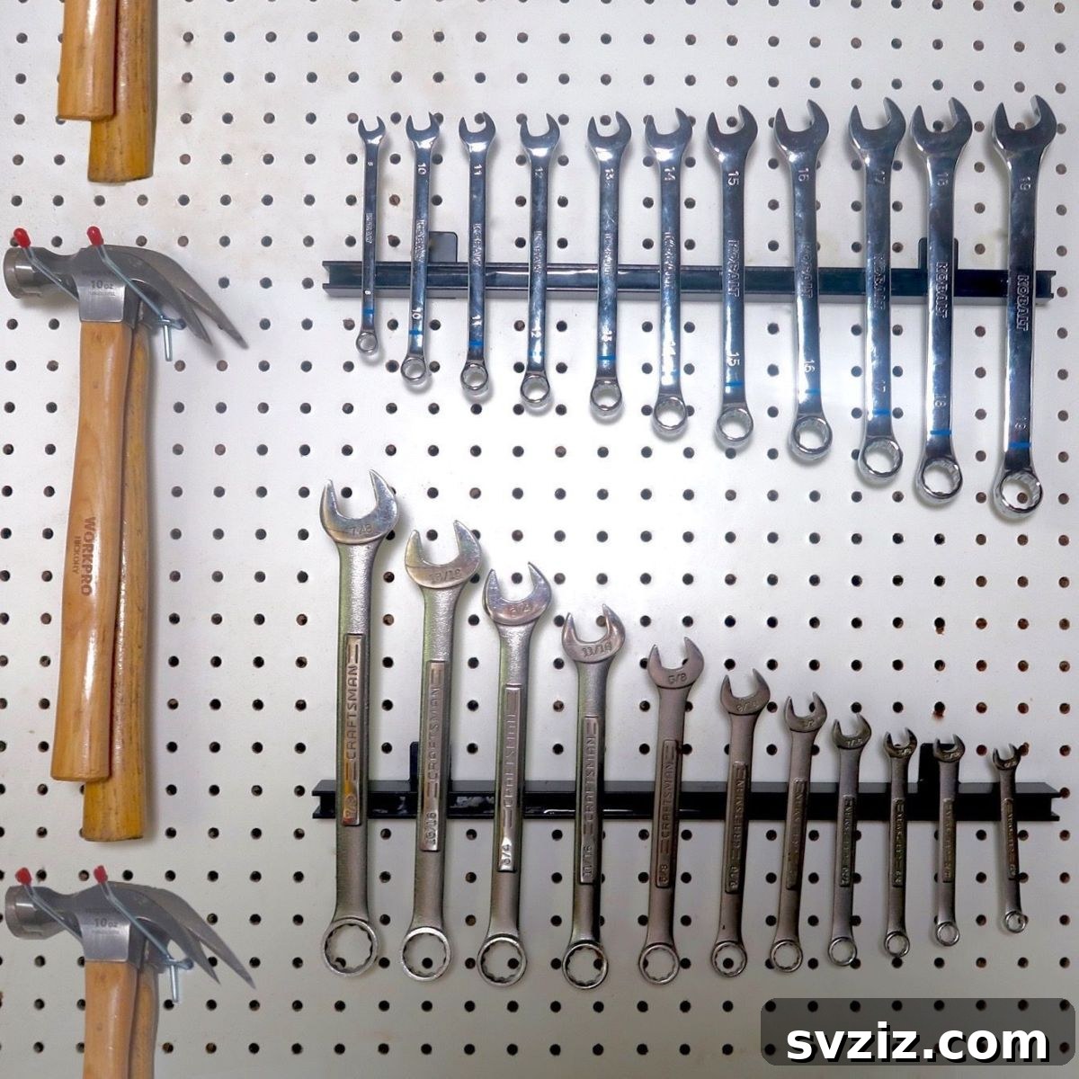 21 Clever Pegboard Organization Ideas 19 Magnetic Bars on a pegboard for small metal tools