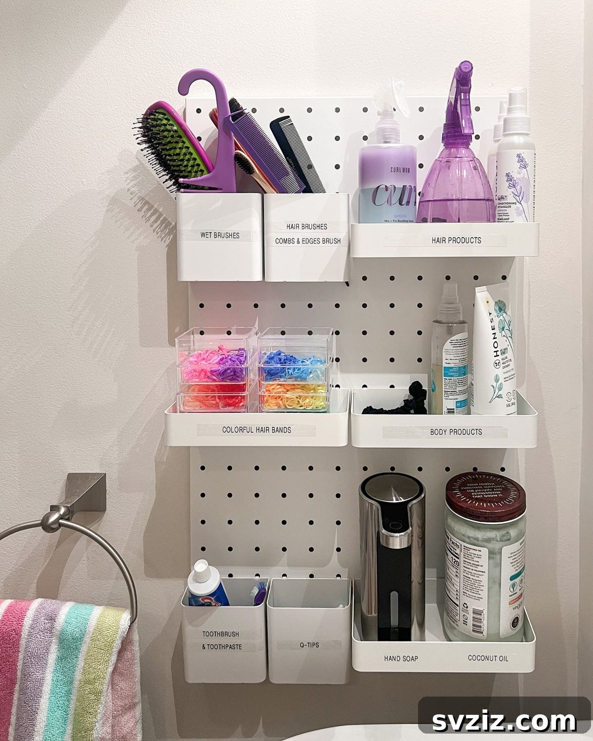 21 Clever Pegboard Organization Ideas 5 Bathroom Pegboard Organizer for toiletries and personal care items