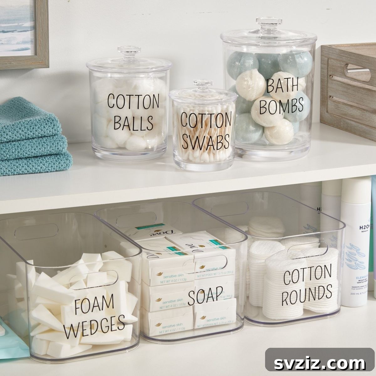 27 Chic & Stylish Home Organization Hacks for a Beautifully Transformed Space 11 Clear acrylic bins with elegant stylish labels for organization