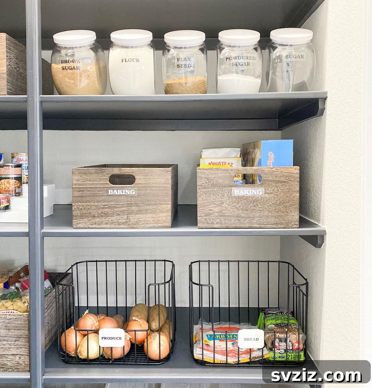 27 Chic & Stylish Home Organization Hacks for a Beautifully Transformed Space 17 Pantry organized with stylish wire baskets for storage
