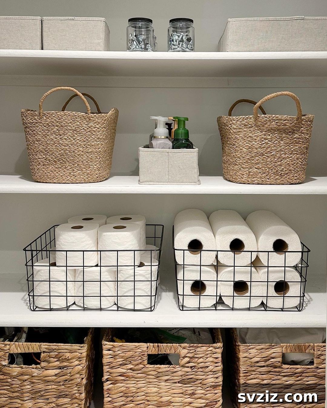 27 Chic & Stylish Home Organization Hacks for a Beautifully Transformed Space 3 Stylish woven baskets for junk closet organization