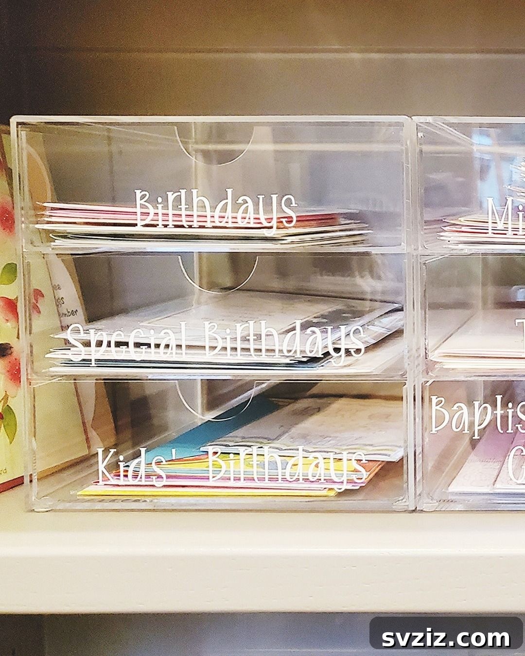 27 Chic & Stylish Home Organization Hacks for a Beautifully Transformed Space 23 Acrylic drawers organizing a gift wrapping station