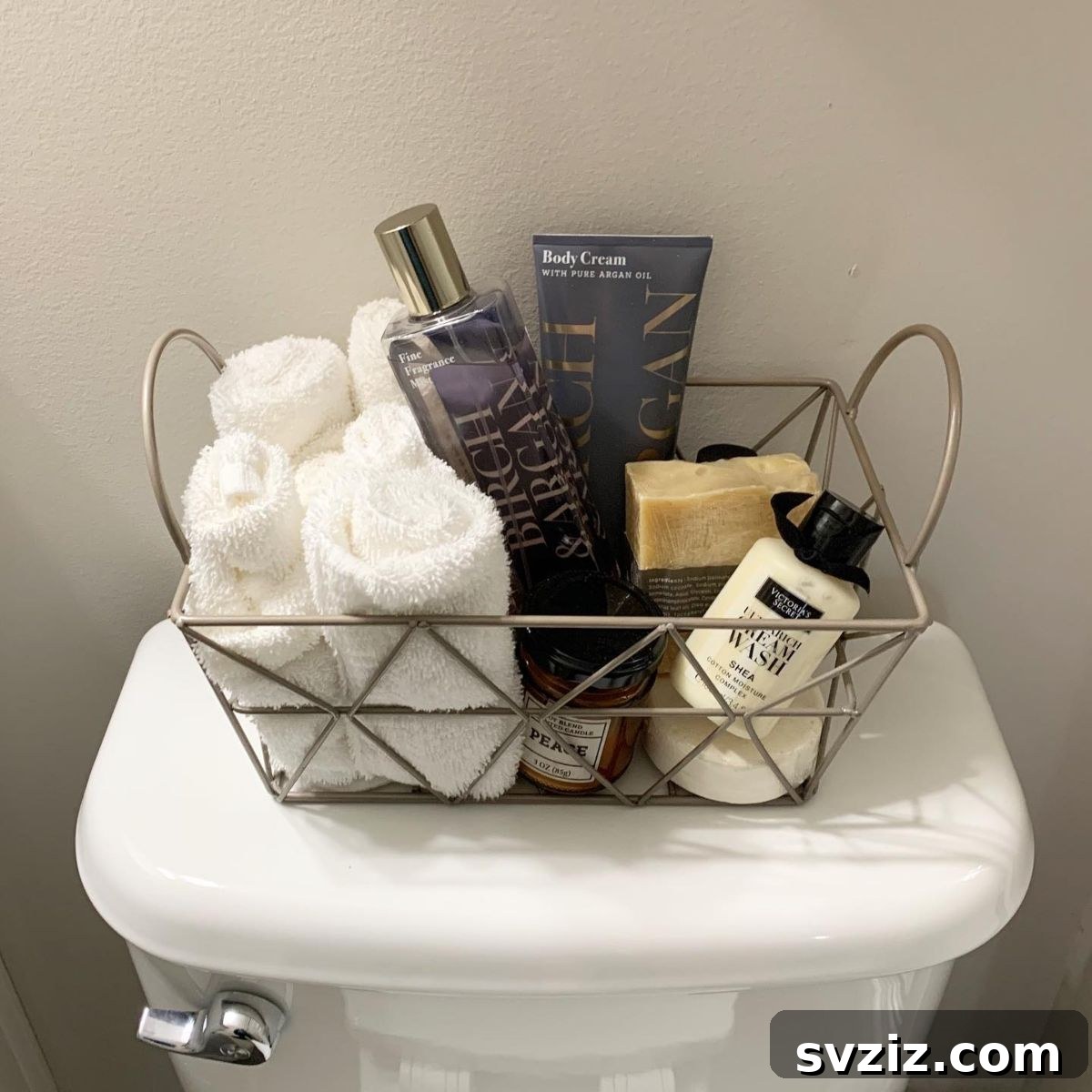 27 Chic & Stylish Home Organization Hacks for a Beautifully Transformed Space 29 Guest bathroom with a stylish organizer basket for essentials