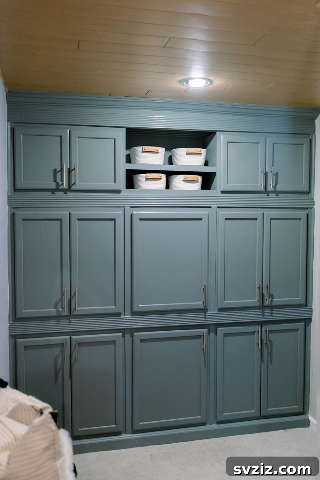 DIY wall of cabinets for extensive kitchen storage