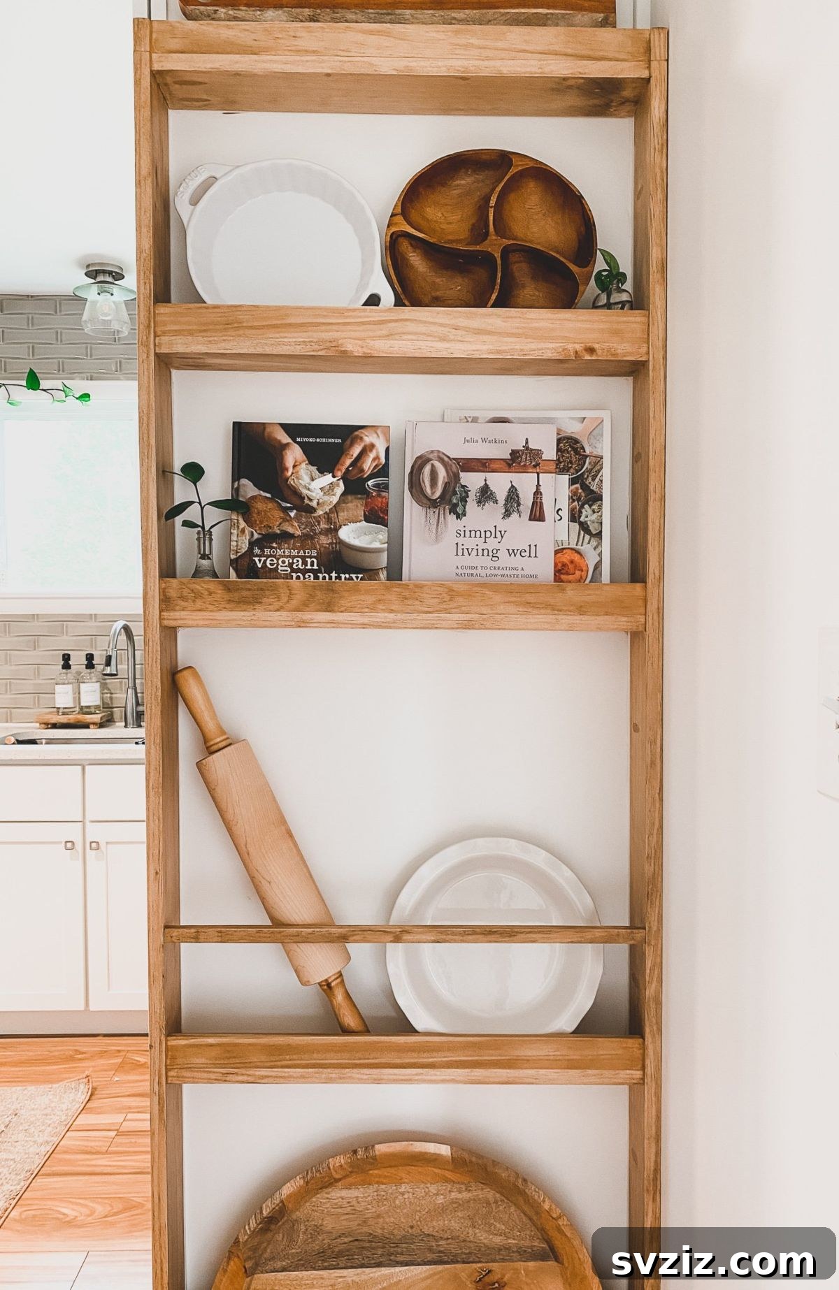 Stylish hanging kitchen shelving unit