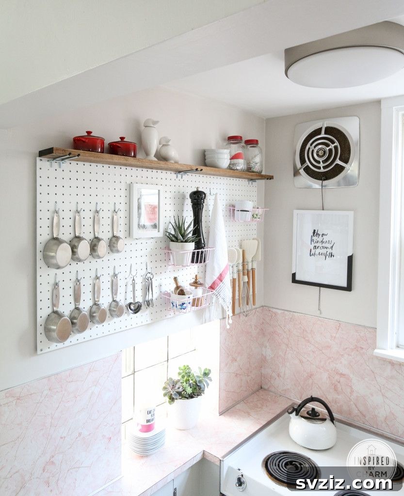 Functional pegboard kitchen organizer
