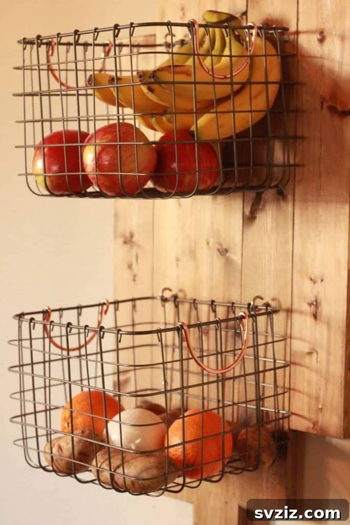 DIY wall mounted fruit basket for kitchen