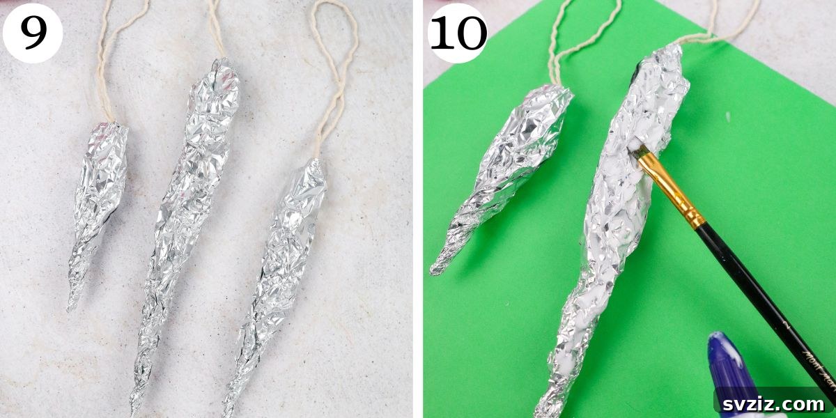 Dazzling Handmade Icicle Ornaments 8 Applying Glue to Icicle